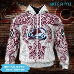 Colorado Avalanche Hoodie 3D Viking Symbols Custom Avalanche Zip Up