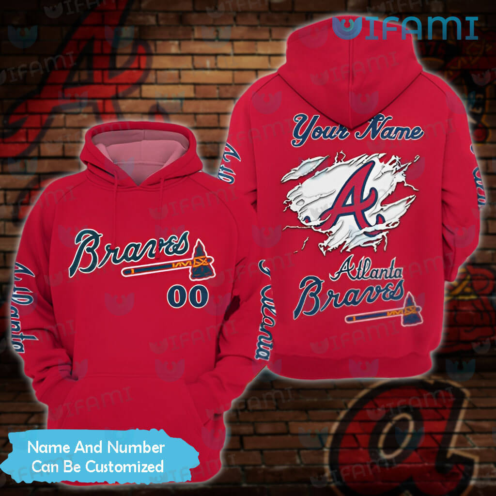 Youth Braves Hoodie 3D Big Logo Atlanta Braves Gift - Personalized