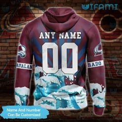 Custom Avalanche Hoodie 3D Skeleton Surfing Colorado Avalanche Present Back