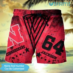 Custom Huskers Hawaiian Shirt Grunge Pattern Nebraska Cornhuskers Short