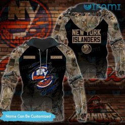 Custom Islanders Hoodie 3D Hunting Camo Ripped Logo New York Islanders Gift