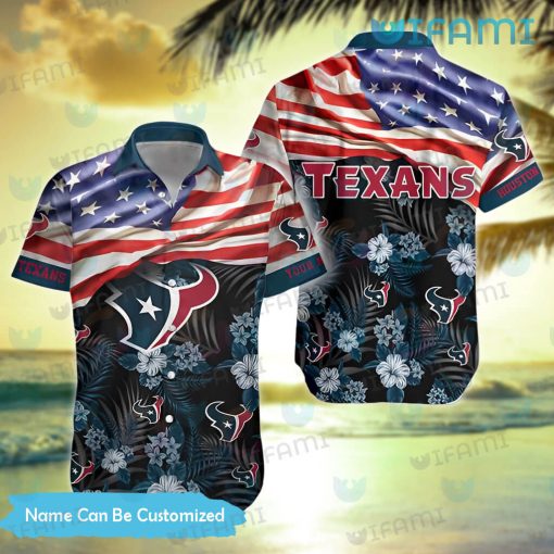 Custom Name Texans Hawaiian Shirt USA Flag Houston Texans Gift