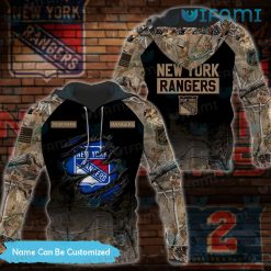 Custom New York Rangers Hoodie 3D Hunting Camo Ripped New York Rangers Gift