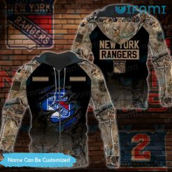 Custom New York Rangers Hoodie 3D Hunting Camo Ripped New York Rangers Gift