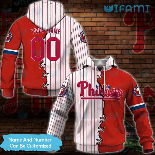 Custom Phillies Hoodie 3D Stitches Stripe Pattern Philadelphia Phillies Gift