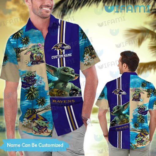 Custom Ravens Hawaiian Shirt Baby Yoda Baltimore Ravens Gift Ideas