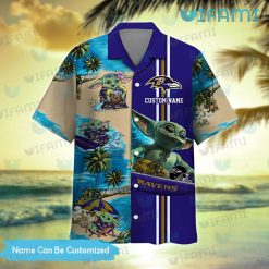 Custom Ravens Hawaiian Shirt Baby Yoda Baltimore Ravens Present