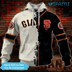 Custom SF Giants Hoodie 3D Black Stitches White SF Giants Zip Up