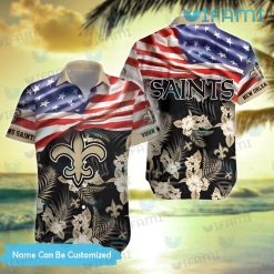 Custom Saints Hawaiian Shirt USA Flag New Orleans Saints Present