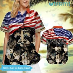 Custom Saints Hawaiian Shirt USA Flag New Orleans Saints Present For Fans