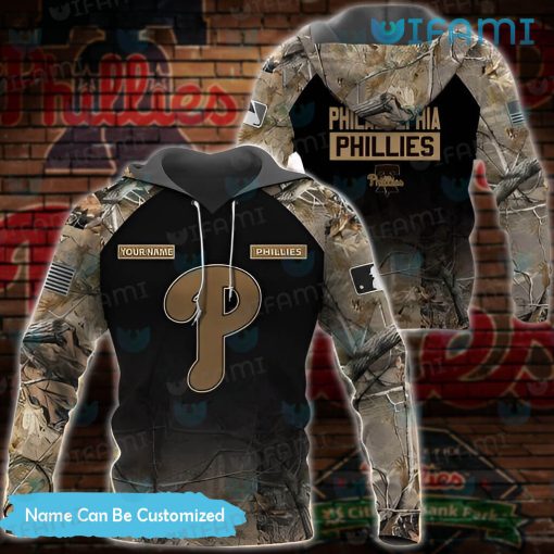 Custom Youth Phillies Hoodie 3D Hunting Camo Philadelphia Phillies Gift