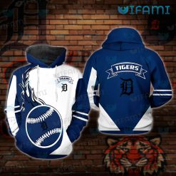 Detroit Tigers Hoodie 3D Baseball On Fire Detroit Tigers Gift