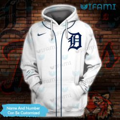 Detroit Tigers Hoodie 3D White Nike Logo Detroit Tigers Gift