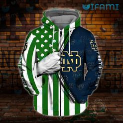Green Notre Dame Hoodie 3D Hand Pulling Logo Notre Dame Gift