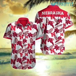 Huskers Hawaiian Shirt Hibiscus Palm Leaf Nebraska Cornhuskers Gift