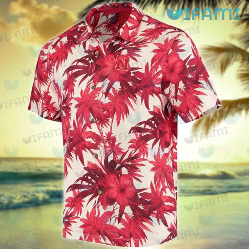 Huskers Hawaiian Shirt Hibiscus Tropical Tree Nebraska Cornhuskers Gift