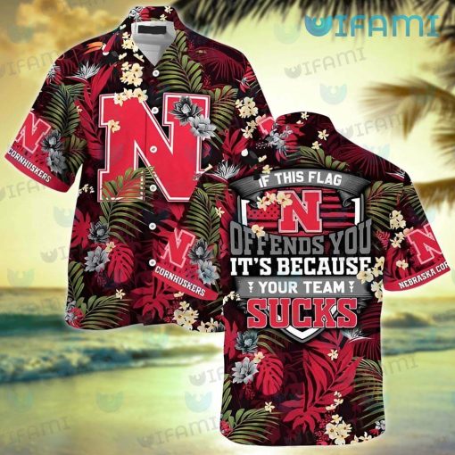 Huskers Hawaiian Shirt If This Flag Offends You Your Team Sucks Nebraska Cornhuskers Gift