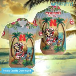 Huskers Hawaiian Shirt Mascot Flamingo Parrot Beach Custom Nebraska Cornhuskers Gift