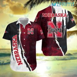 Huskers Hawaiian Shirt Stitches Grunge Pattern Nebraska Cornhuskers Gift