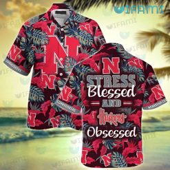 Huskers Hawaiian Shirt Stress Blessed Obsessed Nebraska Cornhuskers Gift