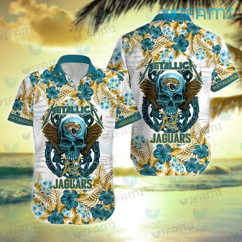 Jacksonville Jaguars Skull Flower Hawaiian Shirt - Growkoc