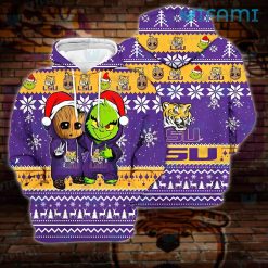 LSU Hoodie 3D Baby Groot Grinch Christmas LSU Gift