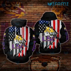 LSU Hoodie 3D Broken USA Flag LSU Gift