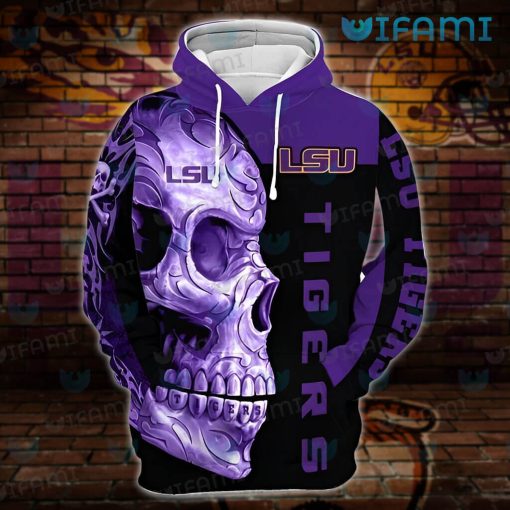 LSU Hoodie 3D Carved Skull New LSU Gifts For Him
