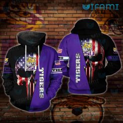 LSU Hoodie 3D Punisher Skull USA Flag LSU Gift