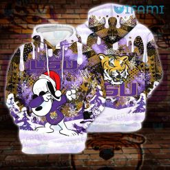 LSU Hoodie 3D Snoopy Dabbing Snowflake New LSU Gifts For Her