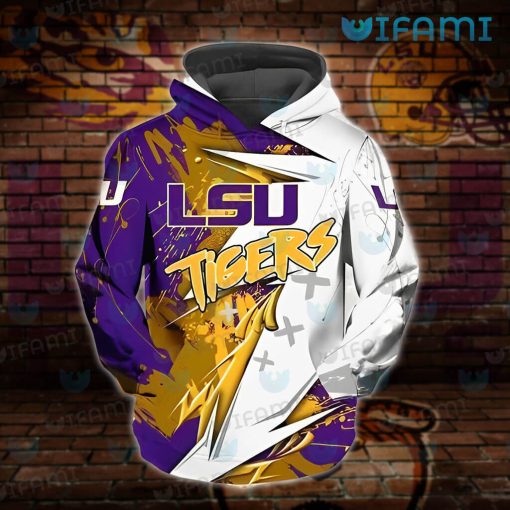 LSU Hoodie 3D Stitches Splash Pattern LSU Gift