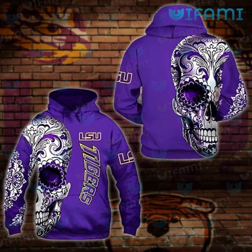 LSU Hoodie Mens Sugar Skull LSU Gift