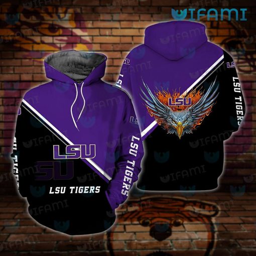 LSU Mens Hoodie 3D Fire Eagle LSU Gift