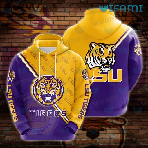 LSU Youth Hoodie 3D Big Logo Pattern LSU Gift