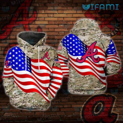 Mens Atlanta Braves Hoodie 3D USA Flag Camo Braves Gift