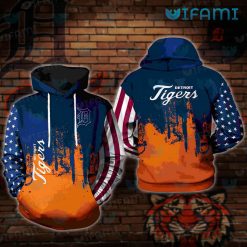 Mens Detroit Tigers Hoodie 3D Grunge USA Flag Detroit Tigers Gift