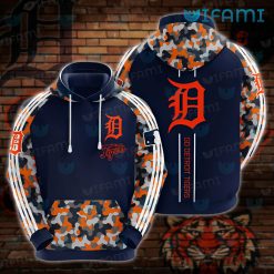Mens Detroit Tigers Hoodie 3D Orange Blue Camo Detroit Tigers Gift