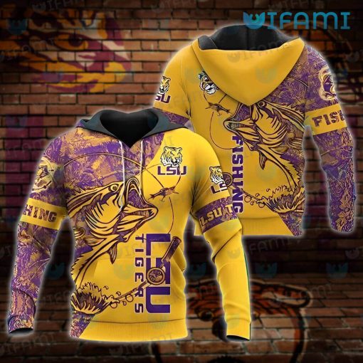 Mens LSU Hoodie 3D Fishing LSU Gift Ideas