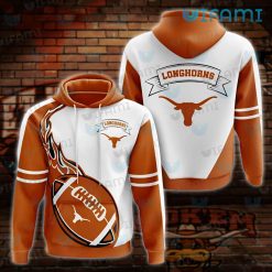 Mens Texas Longhorn Hoodie 3D Football On Fire Longhorns Gift