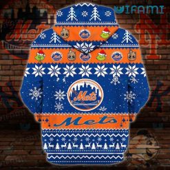 Mets Hoodie 3D Baby Groot Grinch Christmas New York Mets Present Back