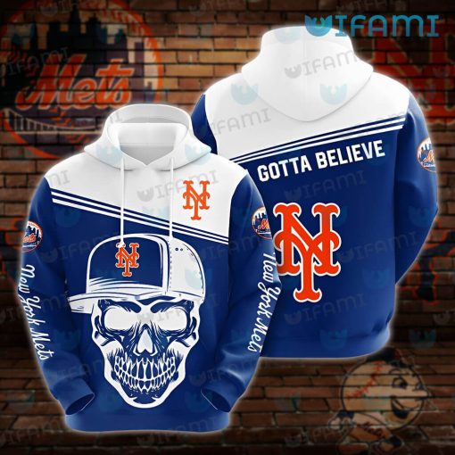 Mets Hoodie 3D Skull Wearing Hat New York Mets Gift