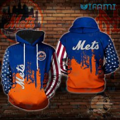 Mets Hoodie 3D USA Flag Grunge Pattern New York Mets Gift
