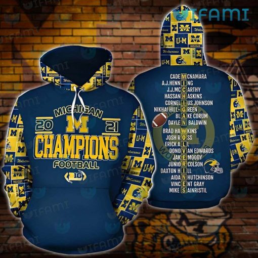 Michigan Football Hoodie 3D 2021 Champions Michigan Wolverines Gift