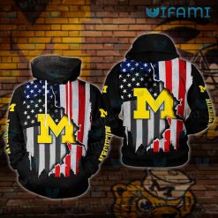 Michigan Wolverines Hoodie 3D Broken USA Flag Wolverines Gift
