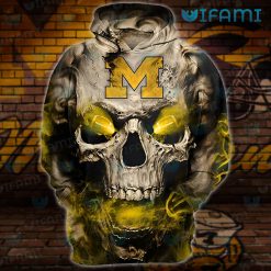 Michigan Wolverines Hoodie 3D Flaming Skull Wolverines Gift