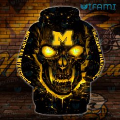 Michigan Wolverines Hoodie 3D Lava Skull Wolverines Present Back
