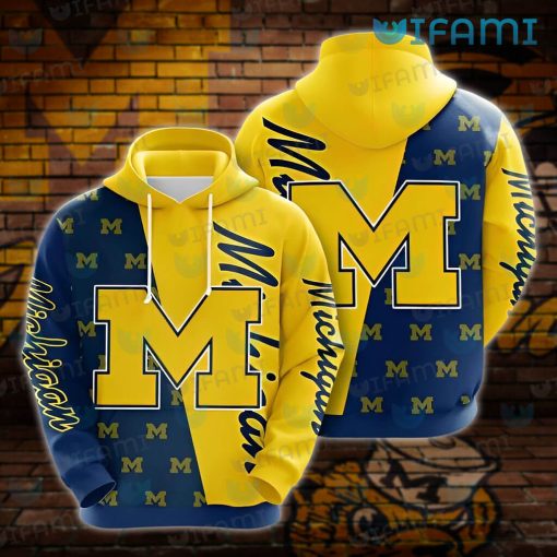 Michigan Wolverines Hoodie 3D Logo Pattern Michigan Football Gift