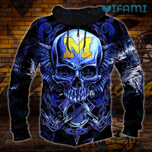 Michigan Wolverines Hoodie 3D Skull Wings Wolverines Gift