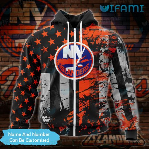 NY Islanders Hoodie 3D Grunge USA Flag Custom New York Islanders Gift