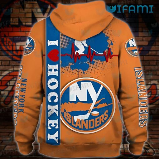 NY Islanders Hoodie 3D Heartbeat I Love Hockey New York Islanders Gift